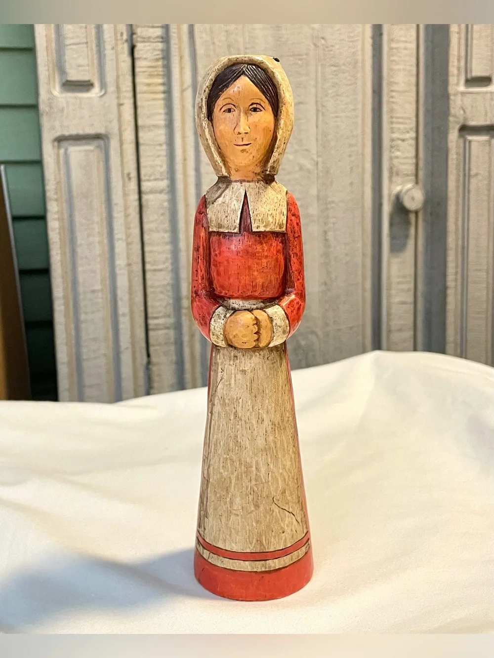 *VTG* Carved Pilgrim Woman Figure/Taper Holder - Santas World ~ Kurt Adler